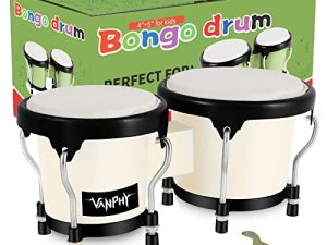 VANPHY Bongo Drum 4'' and 5'' Set for Kids Adults Beginners