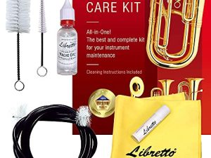 Libretto Low Brass ALL-INCLUSIVE Cleaning Kit with Instructions: Valve Oil + Slide Grease + Cleaning Cloth + Mouthpiece/Valve/Bore Brushes. A Great Gift for Tuba