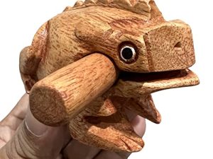 NUTTA - 3 Inches Wood Croaking Frog Guiro Rasp Musical Instrument Wood Percussion Desk Scraping Frog with Frog Sound Ideas Gifts Funny Instruments Music Home Garden Decoration