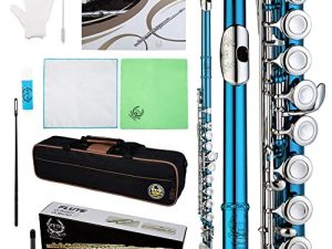RHYTHM C Flutes with Engraved Flower Closed Hole 16 Keys Flute For Student
