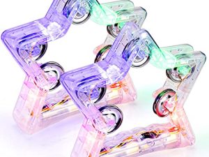 Facmogu 2 Pack Light Up Tambourines w/ 10 Metal Jingles