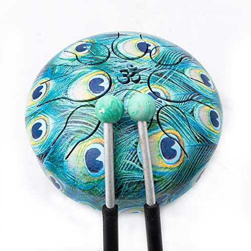 Satnam Happy Drums Steel Tongue Drum 8 Notes 6-Inch Handpan Percussion Instrument with Carrying Case Bag - Peacock (Mor Pankh) Satnam Happy Drums Steel Tongue Drum 8 Notes 6-Inch Handpan Percussion Instrument with Carrying Case Bag - Peacock (Mor Pankh)