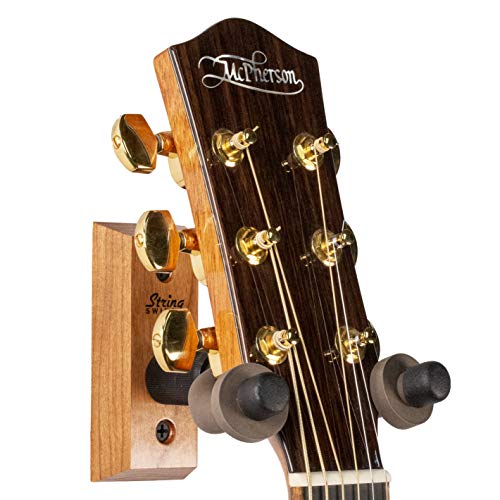 String Swing Guitar Wall Mount - Holder for Electric Acoustic and Bass Guitars - Stand Accessories Home or Studio Wall - Musical Instruments Safe Cherry CC01-C USA MADE String Swing Guitar Wall Mount - Holder for Electric Acoustic and Bass Guitars - Stand Accessories Home or Studio Wall - Musical Instruments Safe Cherry CC01-C USA MADE