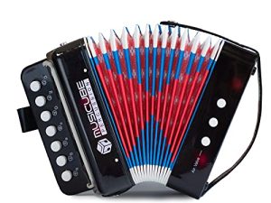 MUSICUBE Kids Accordion Instrument Toys 10 Keys Button Small Accordion for Boys & Girls Educational Musical Instrument Toys Christmas Gift Choice (BLACK)
