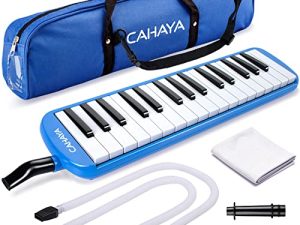 CAHAYA Melodica 2 Double Mouthpieces Tube Sets Melodicas Piano Style 32 Key Portable with Carrying Bag
