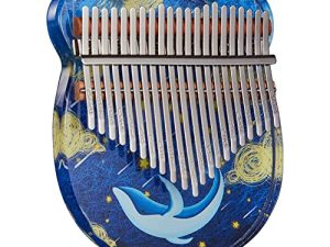 TienClef Kalimba Thumb Piano with Engraved Notes Helios Pattern Handhold Cute Finger Piano Solid Wood Portable Musical Instrument with Music Book for Kids Adult Beginner (17 Acrylic Whale)