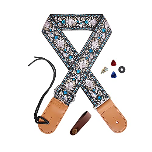 Farcaya Ukulele Strap Jacquard Flower Cotton for Soprano Concert Tenor Baritone Banjo Mandolin Leather Ends Uke Strap Farcaya Ukulele Strap Jacquard Flower Cotton for Soprano Concert Tenor Baritone Banjo Mandolin Leather Ends Uke Strap