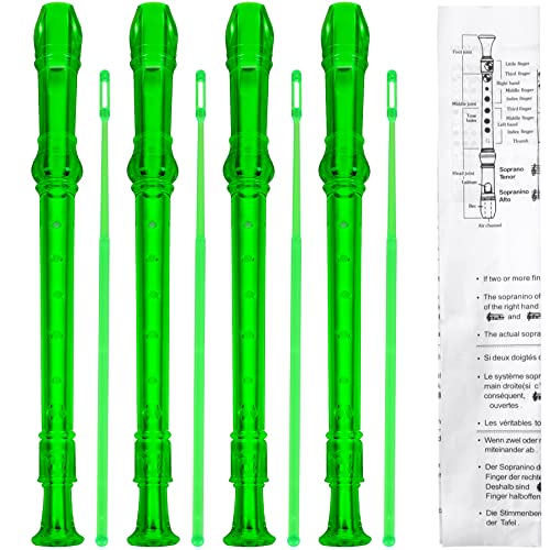 4 Pack 8 Hole Plastic Soprano Descant Recorder With Cleaning Rod 4 Pack 8 Hole Plastic Soprano Descant Recorder With Cleaning Rod