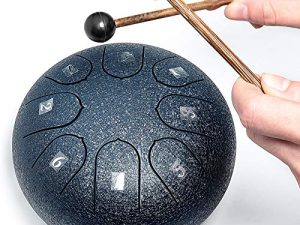REGIS Alloy Steel Tongue Drum 8 Notes 6 Inches Chakra Tank Drum Steel Percussion Padded Travel Bag and Mallets (Navy)