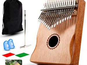 TIB Thumb Piano 17 keys - Portable Mbira Finger Piano A Perfect Music Gift - Musical Instruments for Kids & Adult Beginners - Hand Piano Includes Tuning Hammer