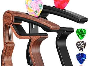 Capo Guitar Capo for Acoustic Electric Guitar Ukulele - 2 Pack Guitar Kapo Clip Clamp with Picks Holder