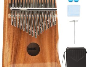 UNOKKI 17 Key Kalimba Thumb Piano For Adults & Kids with Hard Case & Hand Rest; Acacia Mbira (Light Brown Finish); Tuning Hammer
