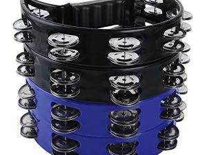 EOEXN 4 Pack Half Moon Tambourine for Adults Tamborines Musical Instrument Percussion Instruments Tambourine Double Row Plastic Music Rhythm Tambourine for KTV Party（2 Black