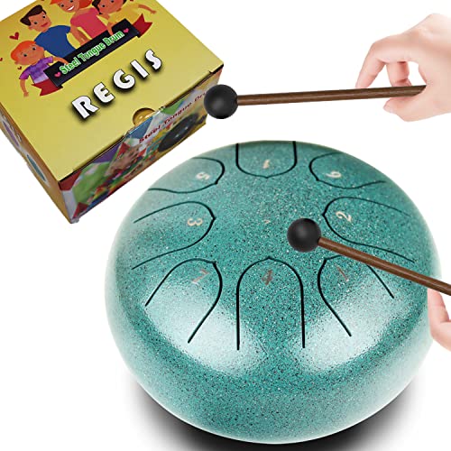 REGIS Alloy Steel Tongue Drum 8 Notes 6 Inches Chakra Tank Drum Steel Percussion Padded Travel Bag and Mallets (malachite) REGIS Alloy Steel Tongue Drum 8 Notes 6 Inches Chakra Tank Drum Steel Percussion Padded Travel Bag and Mallets (malachite)