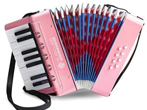 MUSICUBE Accordion Instrument for Kids 17 Keys 8 Bass Accordion with Straps for Beginners Adults Student Educational Musical Instrument Toy for Boys Girls Aged 3+ Gift Choice (PINK)