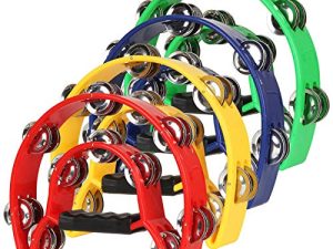 4 Pack 9" Double Row Tambourine Metal Jingles Hand Held Percussion Drum
