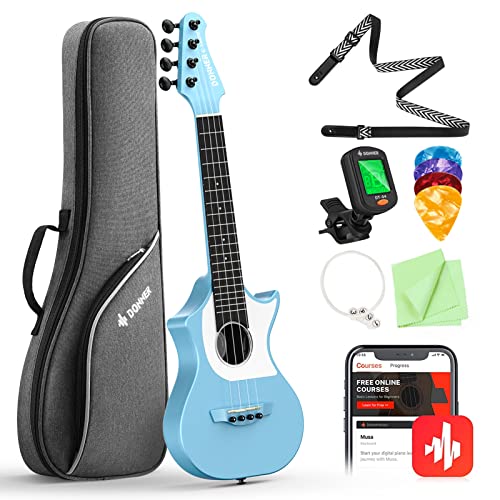 Donner Ukulele Blue Carbon Fiber LP 23 Inch Travel Starter Bundle Kit with Free Online Lesson Gig Bag Strap Nylon String Tuner Picks Cloth DCF-200 Professional Ukelele Donner Ukulele Blue Carbon Fiber LP 23 Inch Travel Starter Bundle Kit with Free Online Lesson Gig Bag Strap Nylon String Tuner Picks Cloth DCF-200 Professional Ukelele