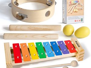 MUSICUBE Musical Instruments for Toddlers Kids Musical Instrument Tambourine Xylophone Egg Shaker Clave Percussion Set