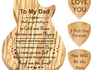 Custom Engraved Wooden Guitar Pick Box Holder For Dad