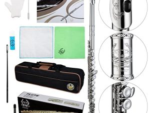 RHYTHM C Flutes with Engraved Flower Closed Hole 16 Keys Flute For Student