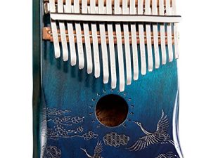 TienClef Kalimba Thumb Piano 17 Keys with Engraved Notes Crane Pattern Handhold Cute Finger Piano Koa Solid Wood Portable Musical Instrument with Music Book for Kids Adult Beginner (Gradual Blue)