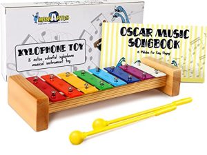 MINIARTIS Xylophone for Kids and Toddlers | 8 Notes Colorful Wooden Xylophone | Music Songbook & Child Safe Mallets | Great Holiday Birthday Gift for Children