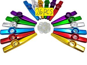 Fartime 26Pcs Metal Kazoos With 20Pcs Kazoo Flute Diaphragms