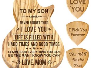 Custom Engraved Wooden Guitar Pick Box Holder For Son