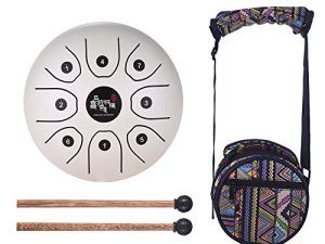 Btuty Mini 8-Tone Steel Tongue Drum 5.5 Inch C Key Percussion Instrument Handpan Drum with Drum Mallets Carry Bag