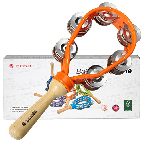 MUSICUBE Tambourine for Adults Hand Held Percussion Tambourine for Kids Plastic Wooden Musical Bells for Church Party (ORANGE) MUSICUBE Tambourine for Adults Hand Held Percussion Tambourine for Kids Plastic Wooden Musical Bells for Church Party (ORANGE)
