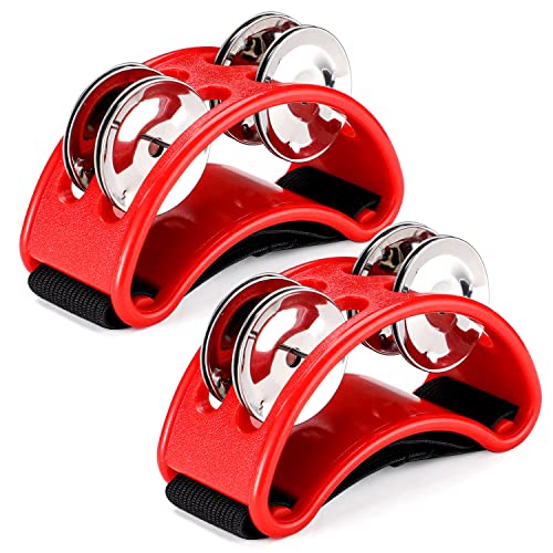 Facmogu 2PCS Foot Tambourines Percussion with Metal Jingles Facmogu 2PCS Foot Tambourines Percussion with Metal Jingles
