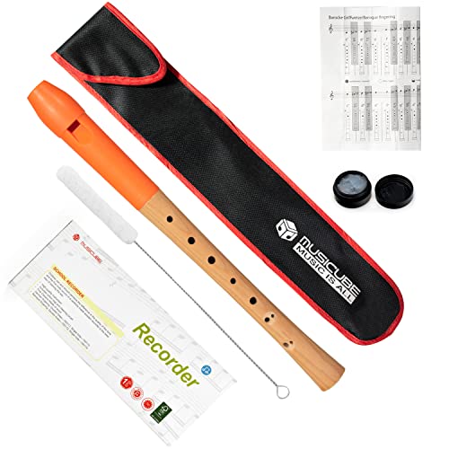 MUSICUBE Soprano Recorder Baroque Fingering Double Holes Wooden Recorder Flauta with Cleaning Rod Musical Instrument for Beginner Kids Adults MUSICUBE Soprano Recorder Baroque Fingering Double Holes Wooden Recorder Flauta with Cleaning Rod Musical Instrument for Beginner Kids Adults