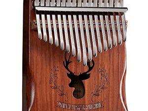TienClef Kalimba Thumb Piano 17 Keys with Engraved Notes Deer Pattern Handhold Cute Finger Zebrawood Solid Wood Portable Musical Instrument Music Book for Kids Adult Beginner (Coffee) 17ZDB-C