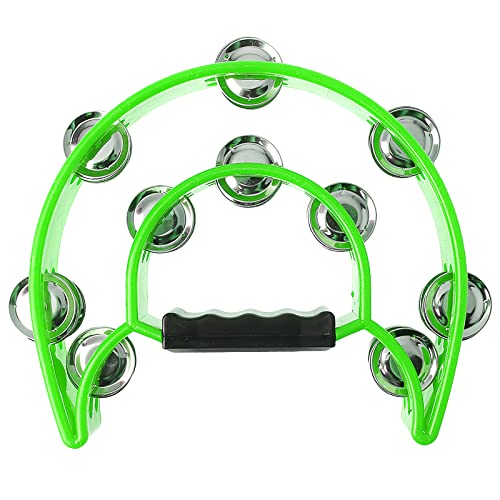Half Moon Tambourine - Musical Instrument Percussion with Steel Jingle Bells for Drum & Guitar Playing (Green) Half Moon Tambourine - Musical Instrument Percussion with Steel Jingle Bells for Drum & Guitar Playing (Green)