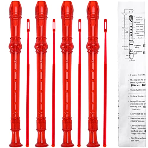 4 Pack 8 Hole Plastic Soprano Descant Recorder With Cleaning Rod 4 Pack 8 Hole Plastic Soprano Descant Recorder With Cleaning Rod