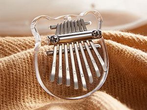 HoozGee Mini Kalimba 8 Keys Thumb Piano Marimbas Clear Bear-Shape Musical Instruments Portable Mbira Finger Piano Gift for Kids Adult Beginners Professional
