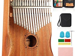 Kalimba Thumb Piano 17 Keys Sound harbor Hand Finger Piano Mbira Mahogany Wood Musical Instrument Gifts for Adult Kids Beginners Portable Calimba with Protective Case