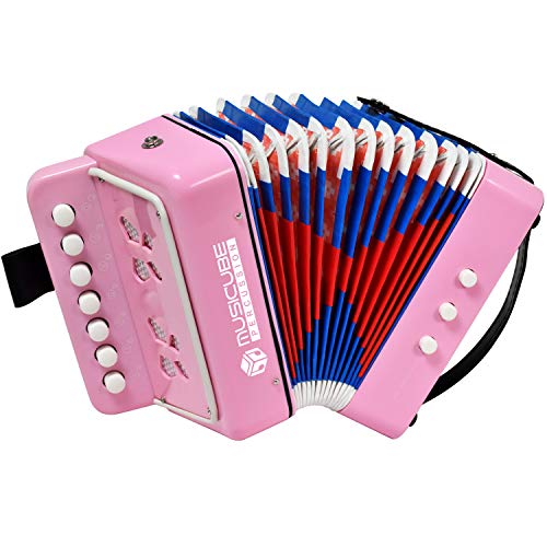 MUSICUBE Kids Accordion Instrument Toys 10 Keys Button Small Accordion for Boys & Girls Educational Musical Instrument Toys PINK MUSICUBE Kids Accordion Instrument Toys 10 Keys Button Small Accordion for Boys & Girls Educational Musical Instrument Toys PINK
