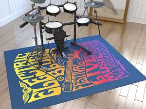 FRIKE Non Slip Soundproof Drum Mat Thickened Rectangle Carpet Professional Musical Instrument Bass Drum Snare Blanket Electronic Drum Kit Rugs(Size:80 * 120 cm