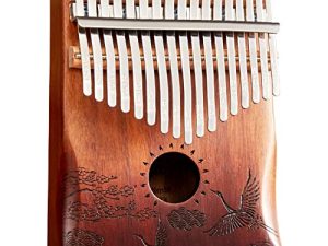 TienClef Kalimba Thumb Piano with Engraved Notes Crane Pattern Finger Piano Portable Musical Instrument with Music Book for Kids Adult Beginner (Coffee)