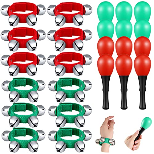 24 Pcs Christmas Shaker Musical Instruments 12 Wrist Hand Band Bells 12 Mini Plastic Maracas Shaker Learning Percussion Toy for Christmas Music Party Favors Noisemaker 24 Pcs Christmas Shaker Musical Instruments 12 Wrist Hand Band Bells 12 Mini Plastic Maracas Shaker Learning Percussion Toy for Christmas Music Party Favors Noisemaker