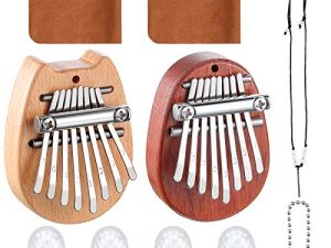 10 Pieces 8 Keys Mini Kalimba Piano Set Include Mini Finger Thumb Piano with Lanyard Chain