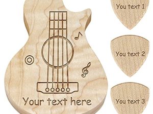 Custom Engraved Wooden Guitar Pick Box Holder For Men