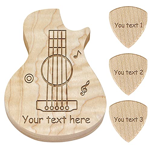 Custom Engraved Wooden Guitar Pick Box Holder For Men Custom Engraved Wooden Guitar Pick Box Holder For Men