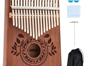 UNOKKI 17 Key Kalimba Thumb Piano For Adults & Kids; Mahogany Mbira (Chocolate Brown Finish); Tuning Hammer