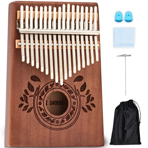 UNOKKI 17 Key Kalimba Thumb Piano For Adults & Kids; Mahogany Mbira (Chocolate Brown Finish); Tuning Hammer UNOKKI 17 Key Kalimba Thumb Piano For Adults & Kids; Mahogany Mbira (Chocolate Brown Finish); Tuning Hammer