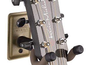 String Swing Guitar Hanger - Holder for Electric Acoustic and Bass Guitars - Stand Accessories Home or Studio Wall - Musical Instruments Safe without Hard Cases – Matte Gold MGCC11K …