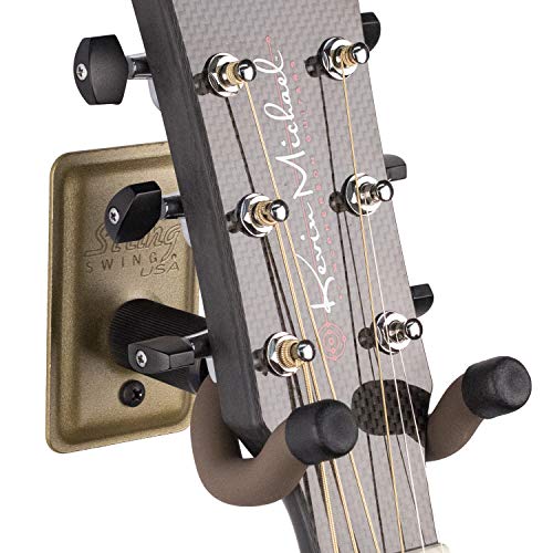 String Swing Guitar Hanger - Holder for Electric Acoustic and Bass Guitars - Stand Accessories Home or Studio Wall - Musical Instruments Safe without Hard Cases – Matte Gold MGCC11K … String Swing Guitar Hanger - Holder for Electric Acoustic and Bass Guitars - Stand Accessories Home or Studio Wall - Musical Instruments Safe without Hard Cases – Matte Gold MGCC11K …