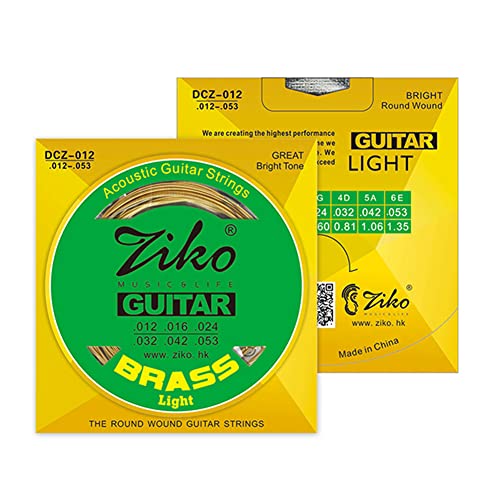 ZIKO DCZ-012 Light Acoustic Guitar Strings Hexagon Alloy Wire Brass Wound Corrosion Resistant 6 Strings Set Musical Instrument Accessories (.012-.053) ZIKO DCZ-012 Light Acoustic Guitar Strings Hexagon Alloy Wire Brass Wound Corrosion Resistant 6 Strings Set Musical Instrument Accessories (.012-.053)