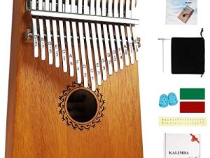 FLSEPAMB Kalimba 17 Key Thumb Piano with mahogany Wood Portable Mbira Finger Piano Gifts for Kids and piano Beginners Professional ( brown)